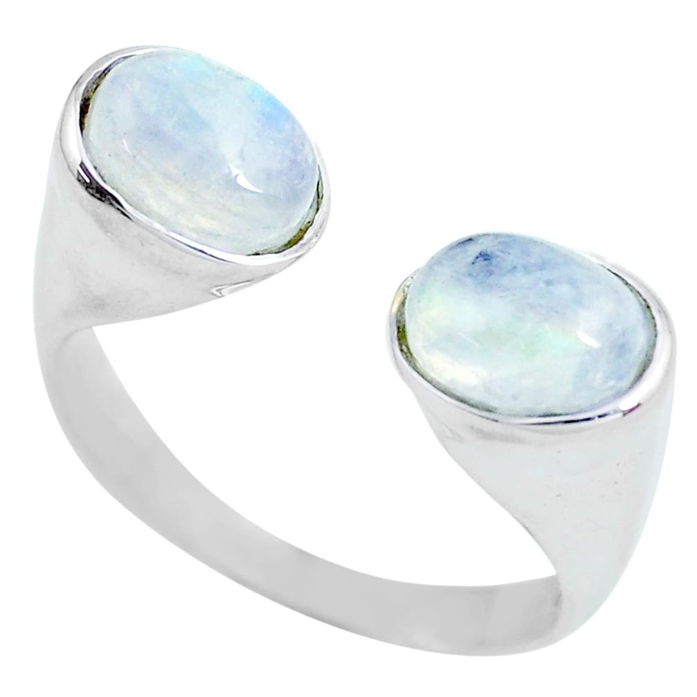 925 silver 3.91cts natural rainbow moonstone adjustable ring size 8.5 d32118