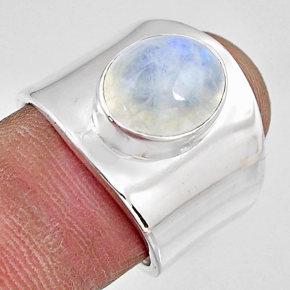 925 silver 5.28cts natural rainbow moonstone solitaire ring size 7 p91117