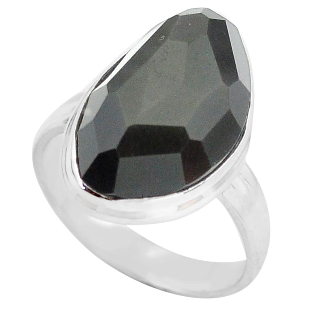 925 silver 13.77cts natural rainbow obsidian eye solitaire ring size 9 p72448