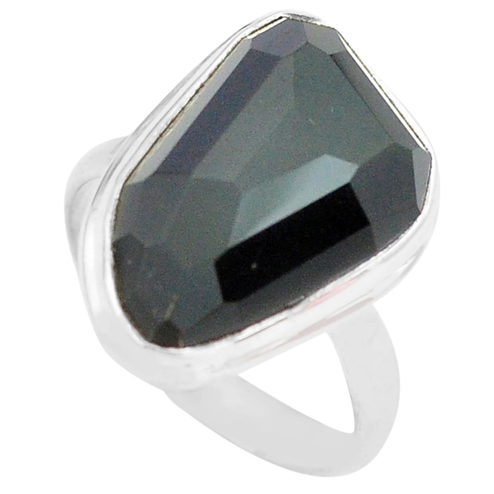 925 silver 14.14cts natural rainbow obsidian eye solitaire ring size 9 p72456