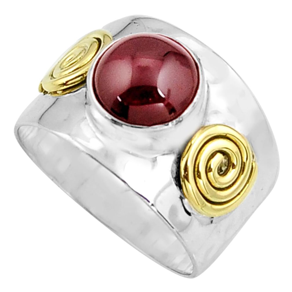 925 silver 3.28cts natural red garnet 14k gold solitaire ring size 7 p91212