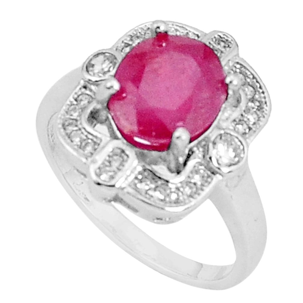 925 silver 6.02cts natural red ruby topaz solitaire ring jewelry size 7.5 a96333