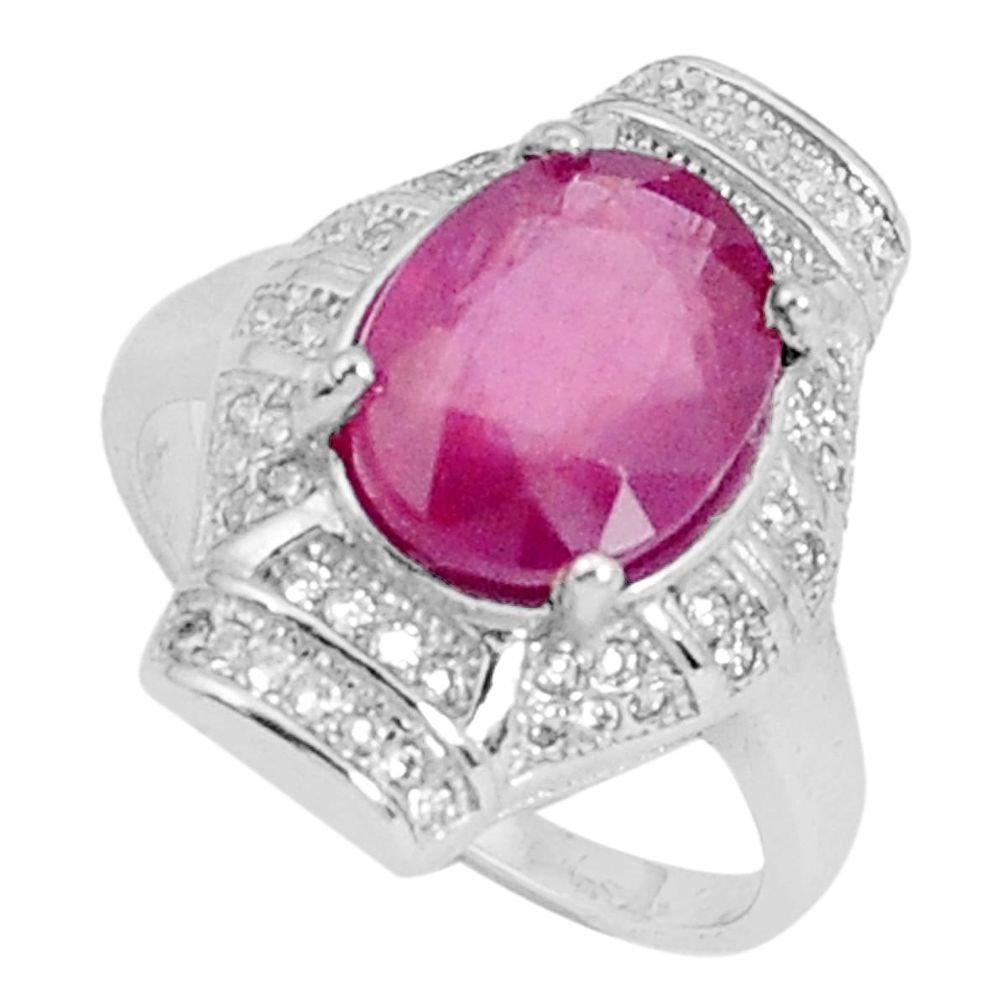 925 silver 6.58cts natural red ruby topaz solitaire ring jewelry size 7.5 a96364