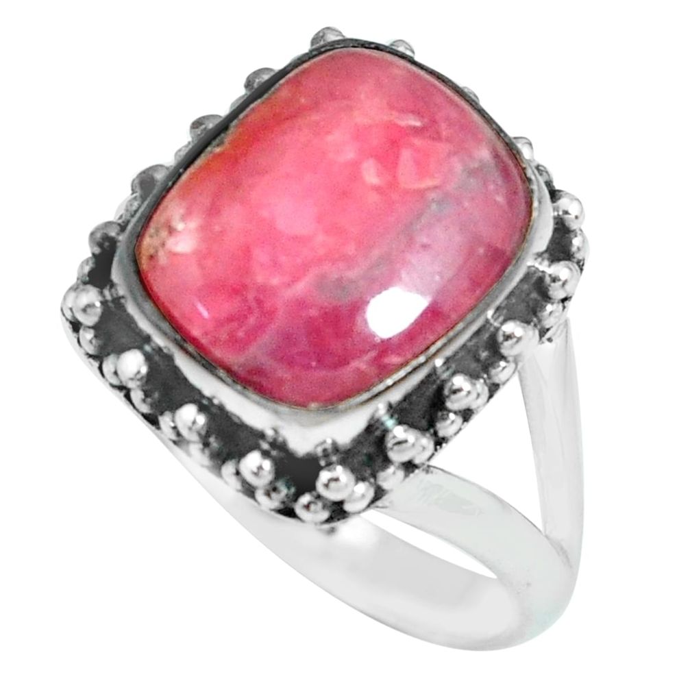 925 silver 5.43cts natural rhodochrosite inca rose solitaire ring size 8 p69990