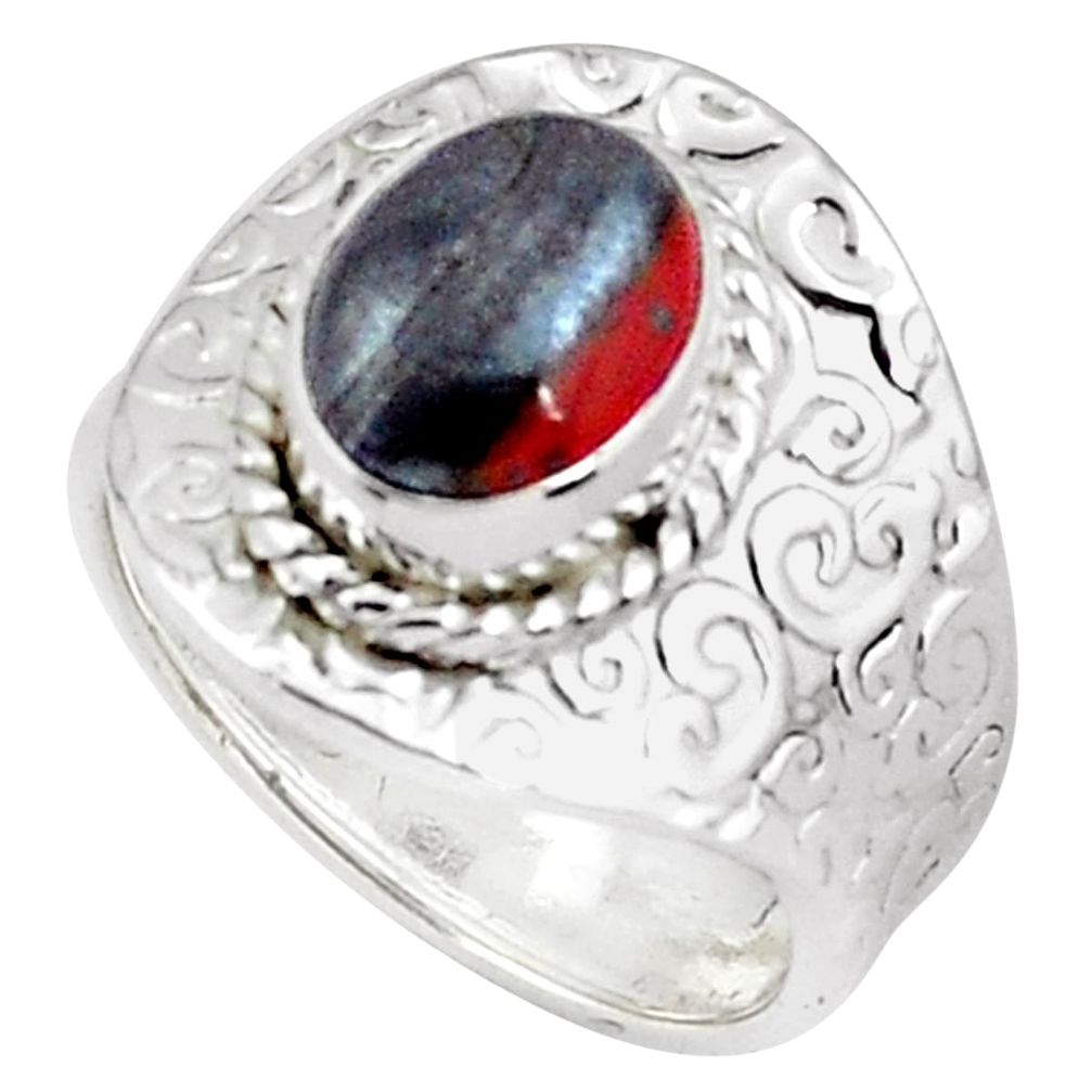 925 silver 4.21cts natural tiger's hawks eye adjustable ring size 7.5 p57119