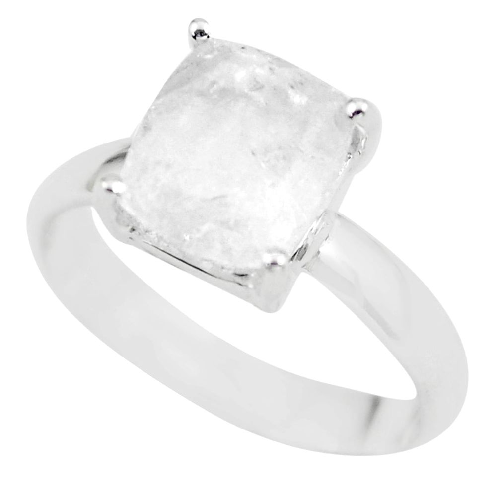 925 silver 3.82cts natural white danburite faceted solitaire ring size 8 p63754