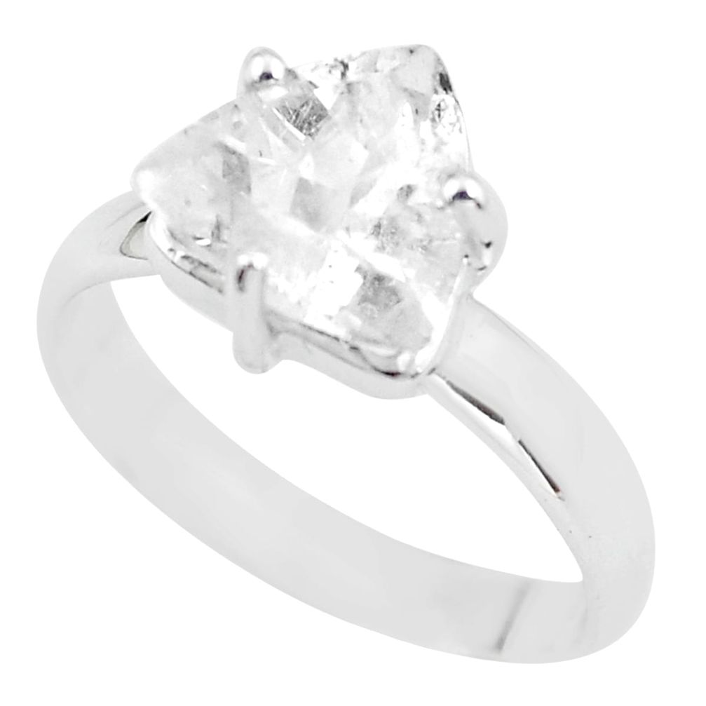 925 silver 4.80cts natural white danburite faceted solitaire ring size 8 p63817