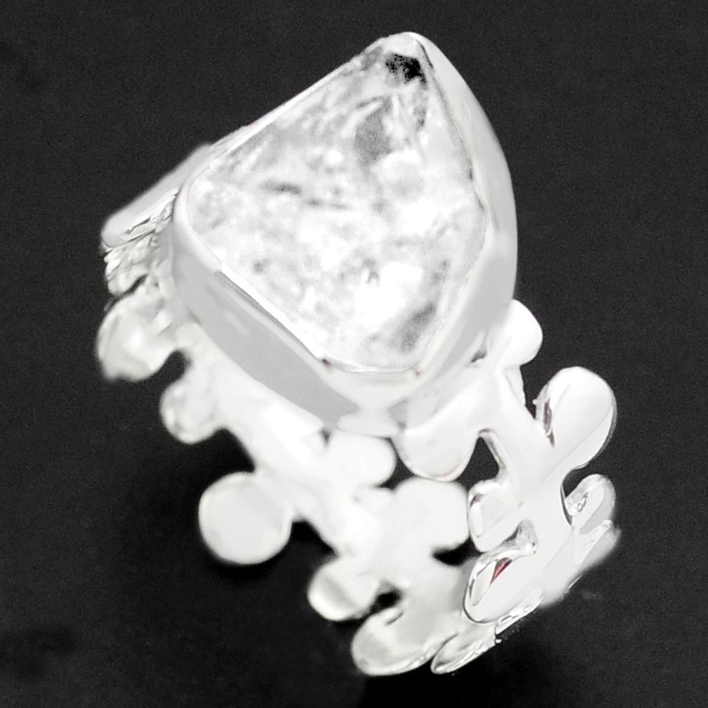 925 silver 6.70cts natural white herkimer diamond solitaire ring size 9.5 p73984