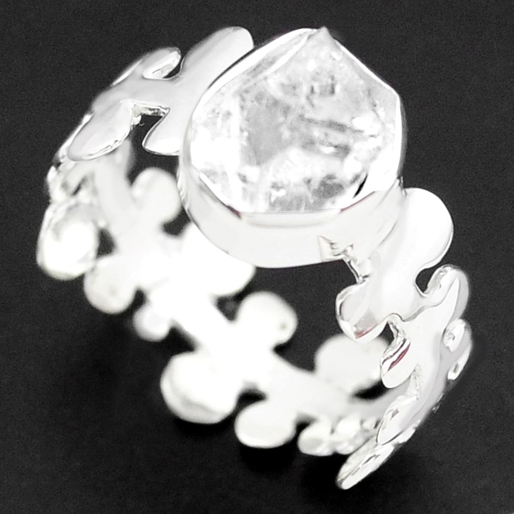925 silver 4.80cts natural white herkimer diamond solitaire ring size 8 p74000