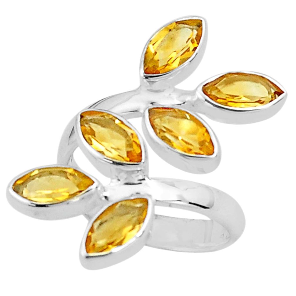 925 silver 11.95cts natural yellow citrine adjustable ring size 8 p77695