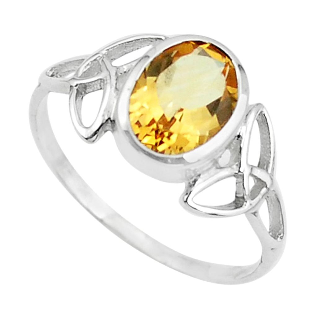 925 silver 2.94cts natural yellow citrine solitaire ring jewelry size 7.5 p62154