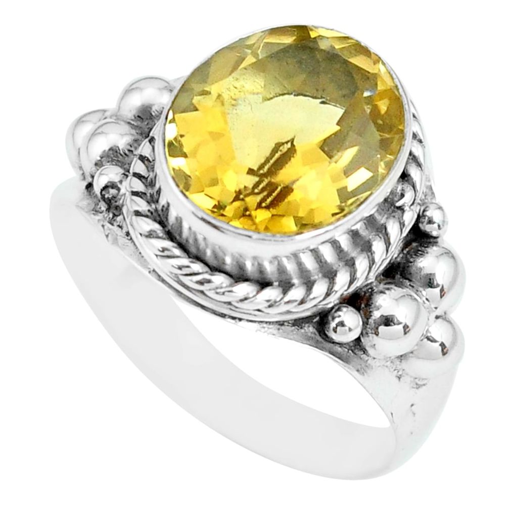 925 silver 4.93cts natural yellow citrine solitaire ring jewelry size 7 p69745