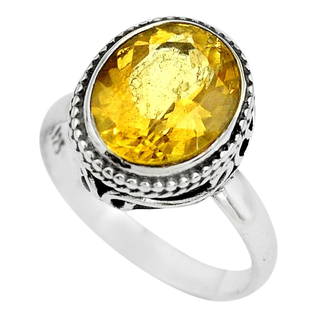 925 silver 4.93cts natural yellow citrine solitaire ring jewelry size 7 p70012