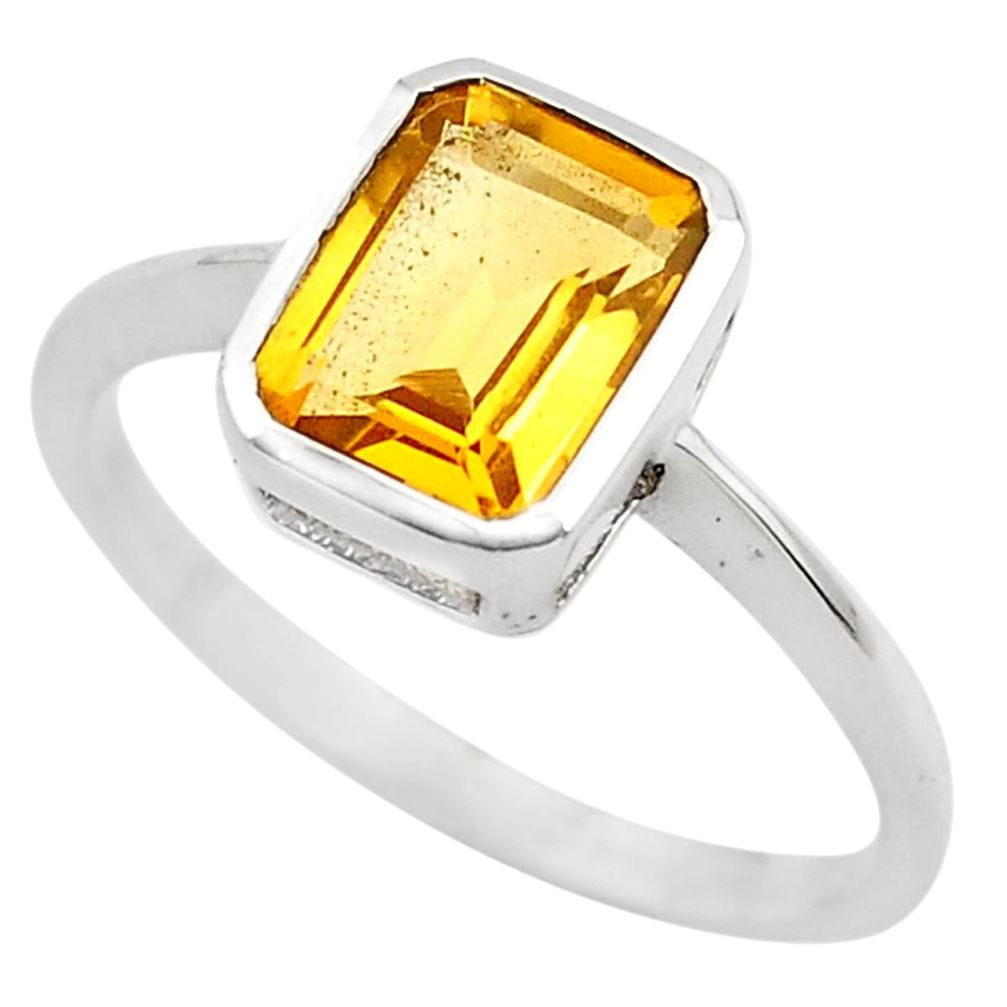 925 silver 2.05cts natural yellow citrine solitaire ring jewelry size 6.5 p83589