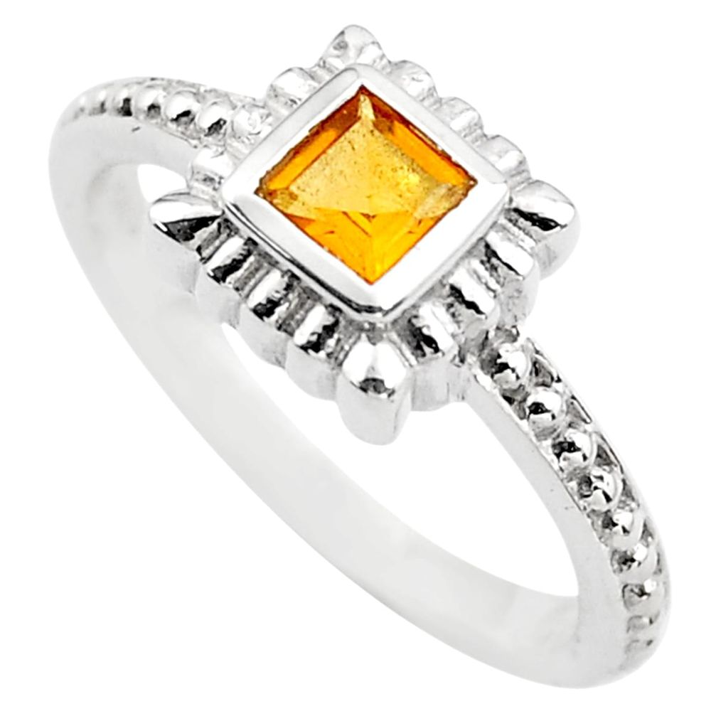 925 silver 0.45cts natural yellow citrine solitaire ring jewelry size 7.5 p83614