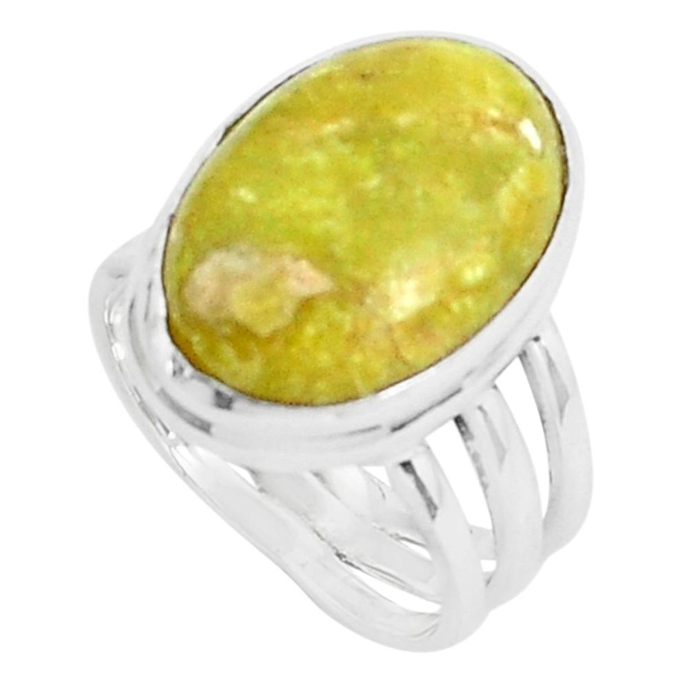 925 silver 13.36cts natural yellow lizardite solitaire ring size 8 p45910