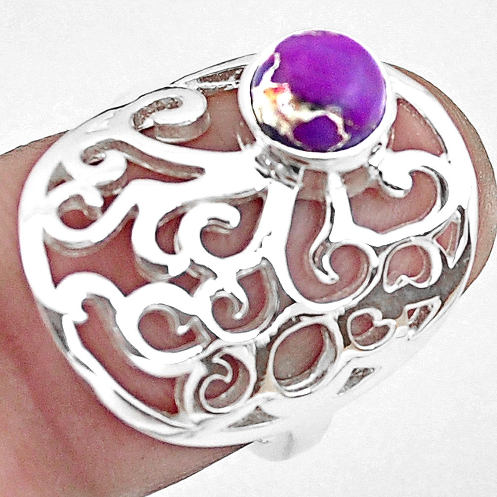 925 silver 1.56cts purple copper turquoise solitaire ring jewelry size 6 p40308