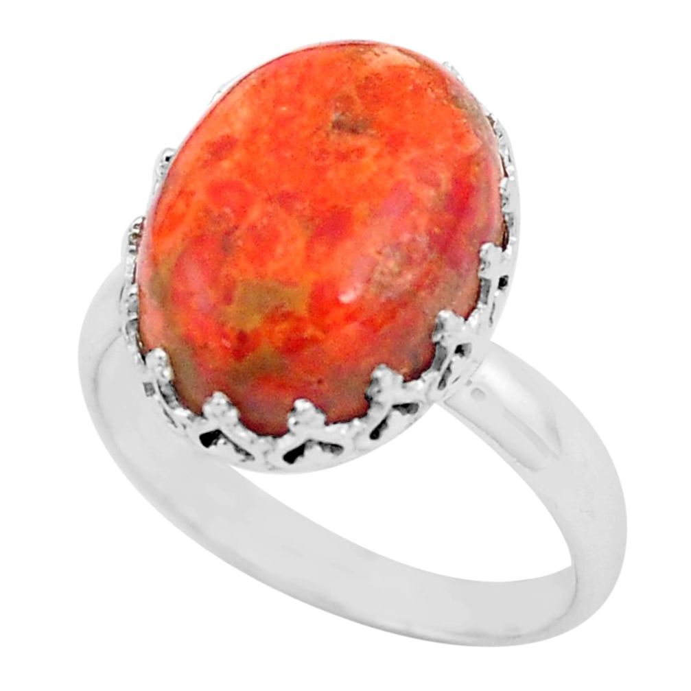 925 silver 10.30cts red copper turquoise solitaire ring jewelry size 9.5 p87907