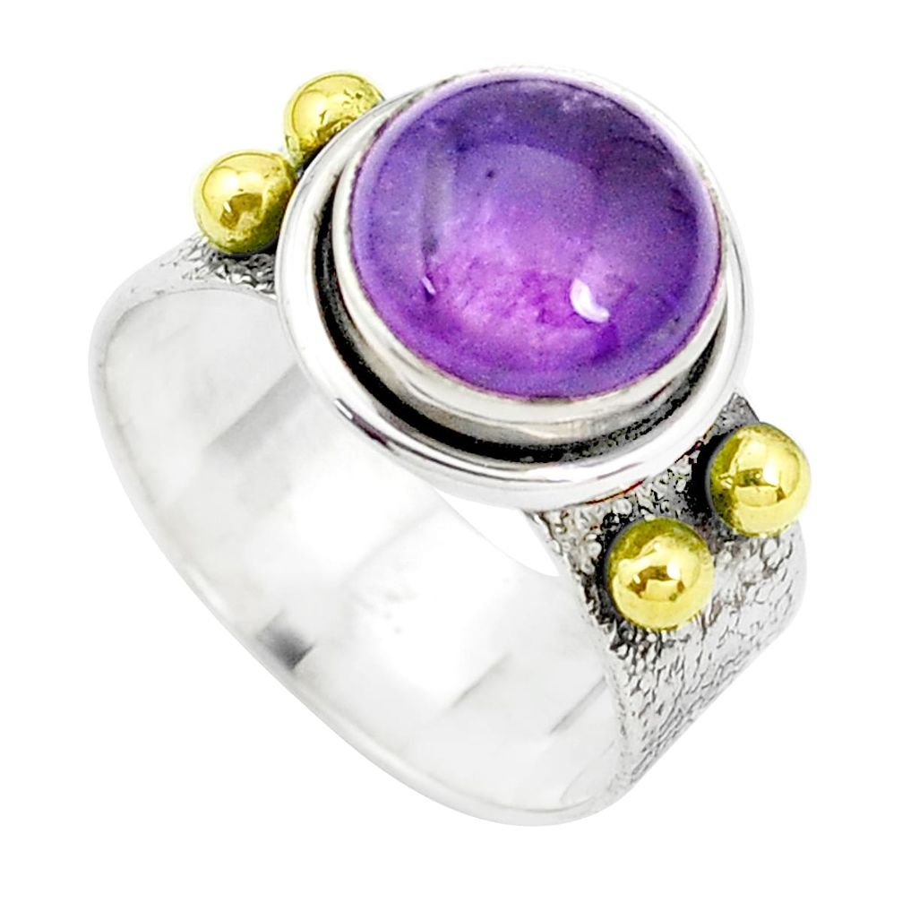 925 silver victorian natural amethyst two tone solitaire ring size 8 p32325