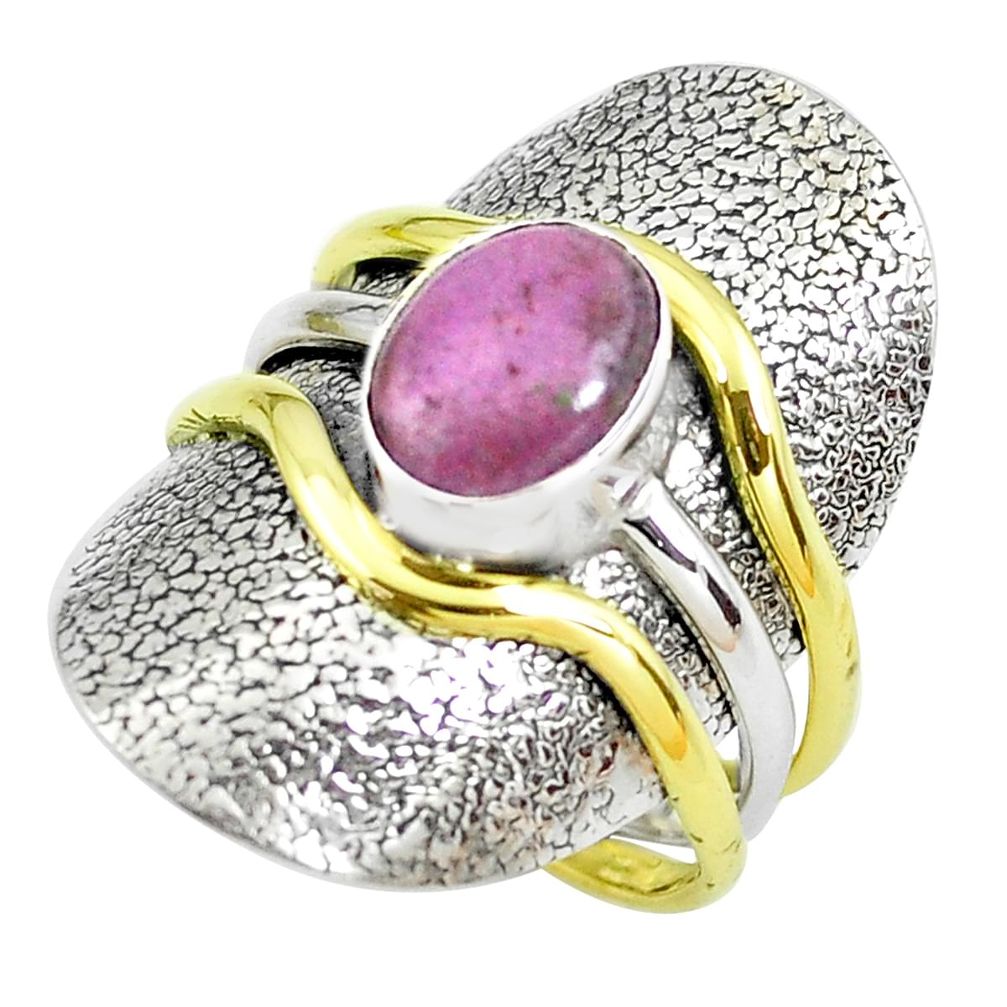 925 silver 3.28cts victorian natural phosphosiderite two tone ring size 8 p50589