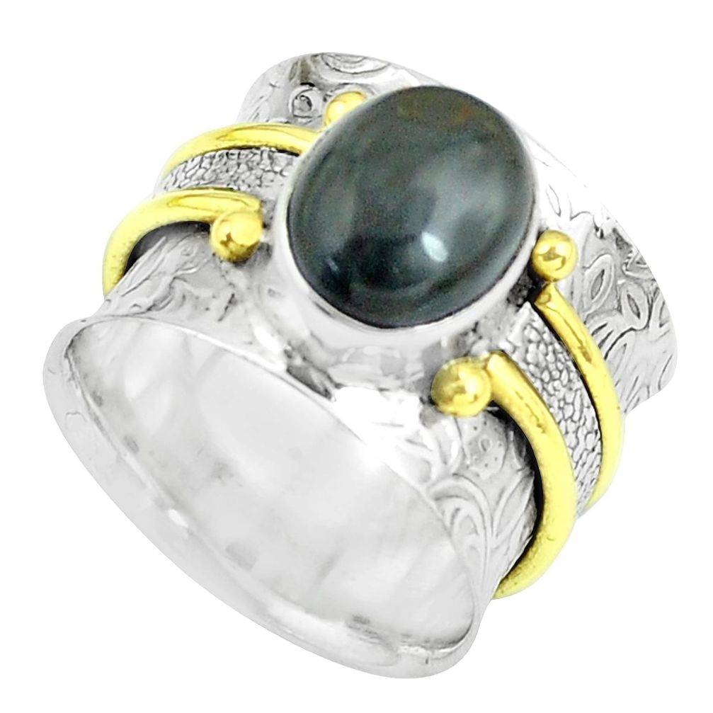 925 silver victorian natural toad eye two tone solitaire ring size 6.5 p61959