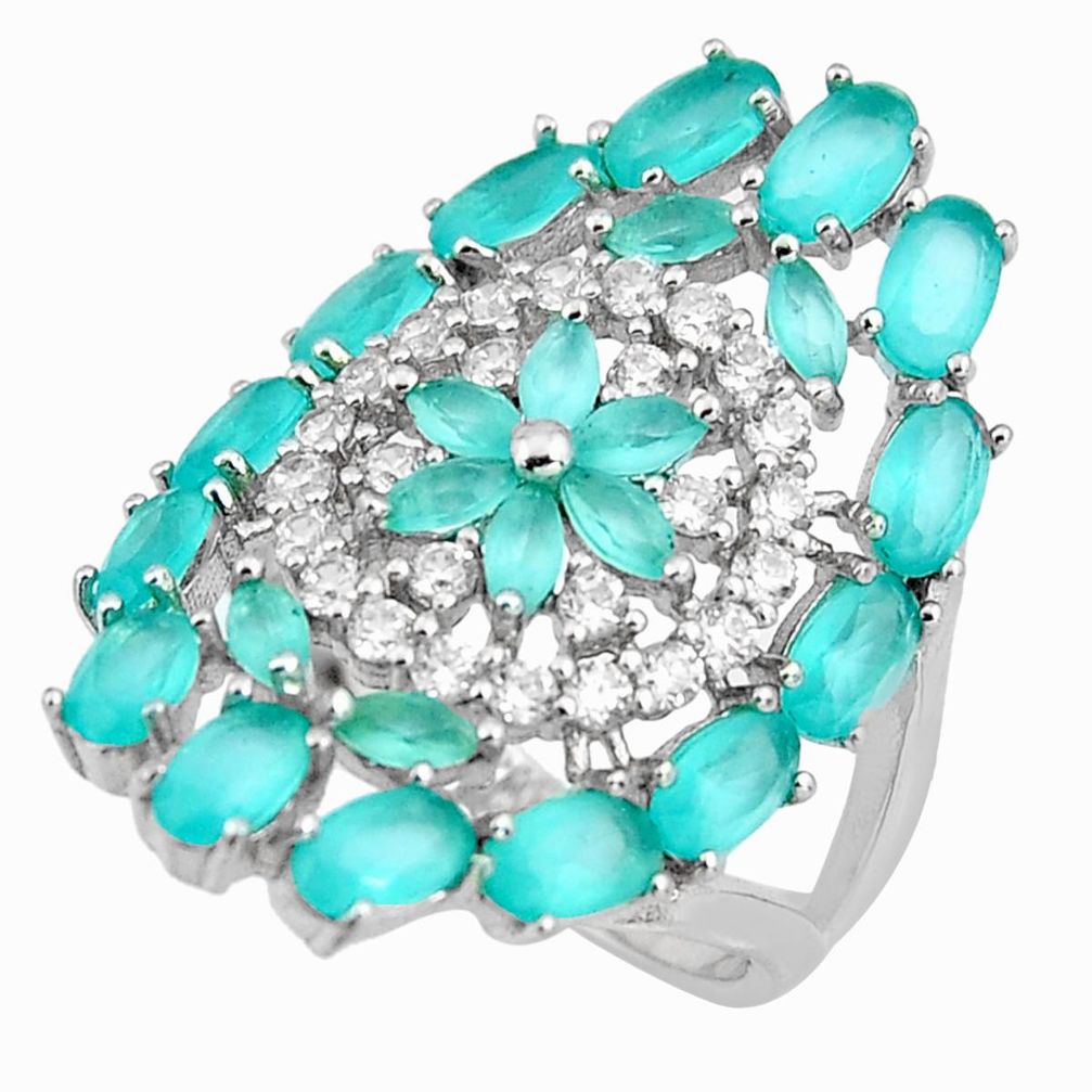 925 sterling silver 4.82cts aqua chalcedony topaz ring size 7.5 c5617