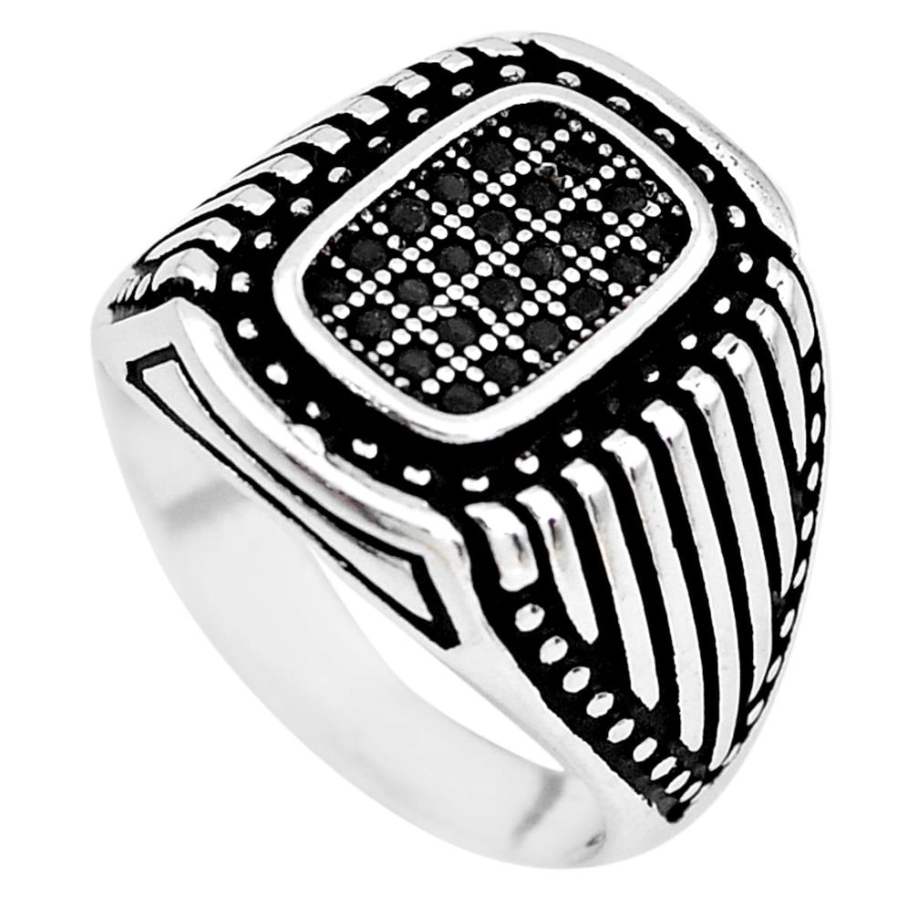 925 sterling silver 1.94cts black topaz mens ring jewelry size 10.5 c1033