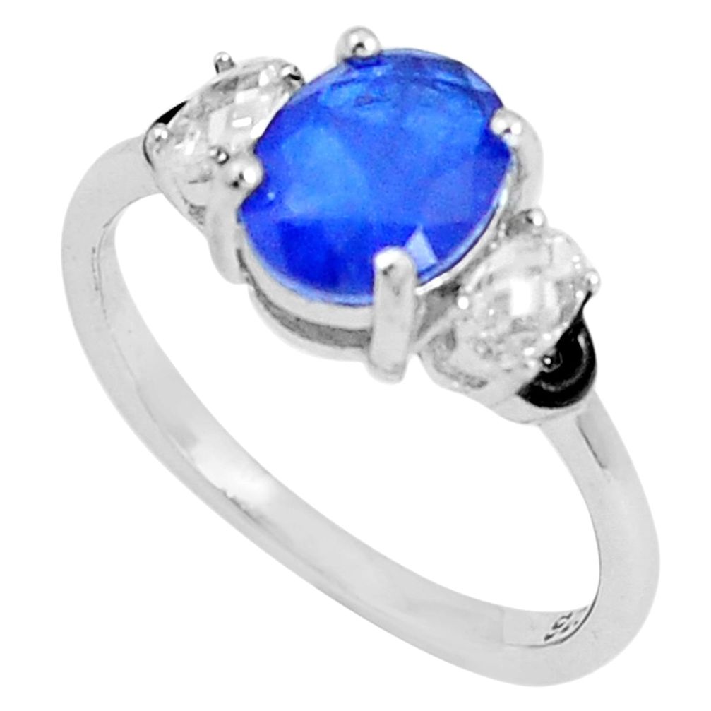 925 sterling silver 4.89cts blue sapphire (lab) topaz enamel ring size 6 c2668