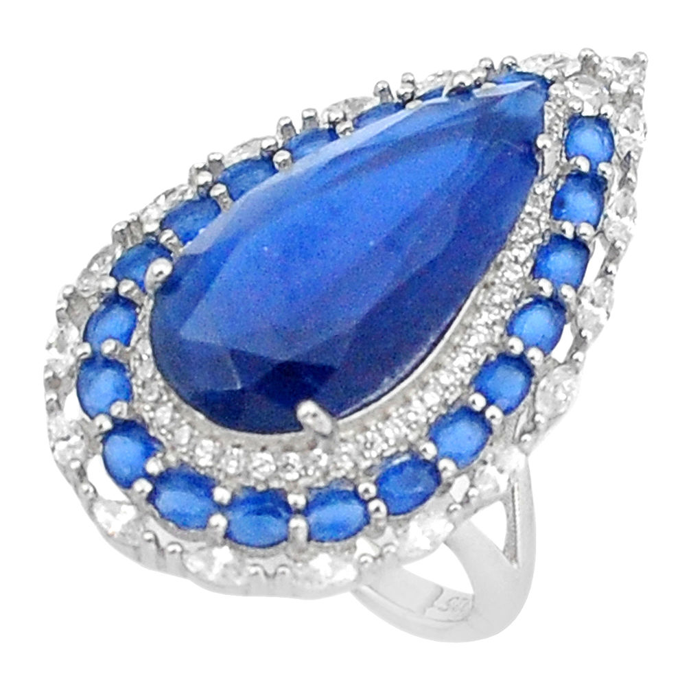 925 sterling silver 13.54cts blue sapphire (lab) topaz ring jewelry size 7 c2008