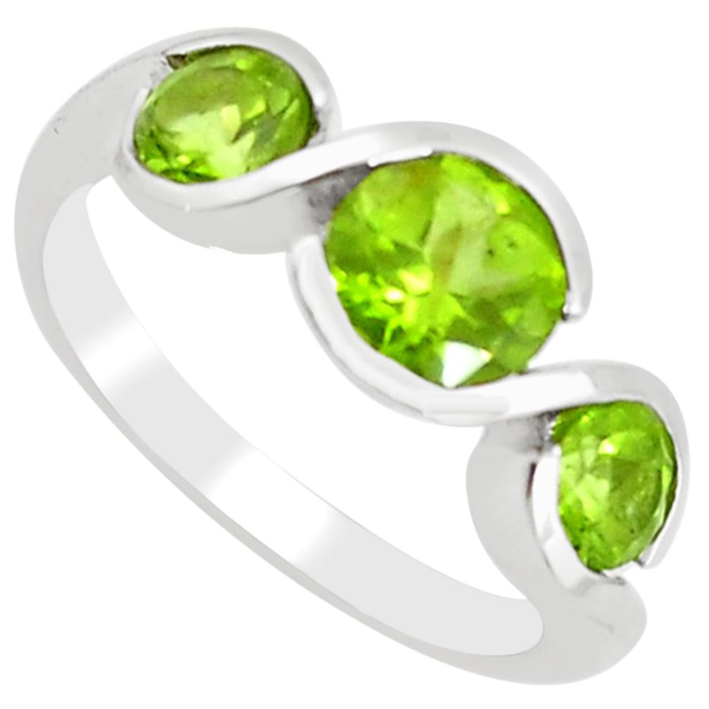 925 sterling silver 4.93cts fine green peridot round ring size 7.5 p62368