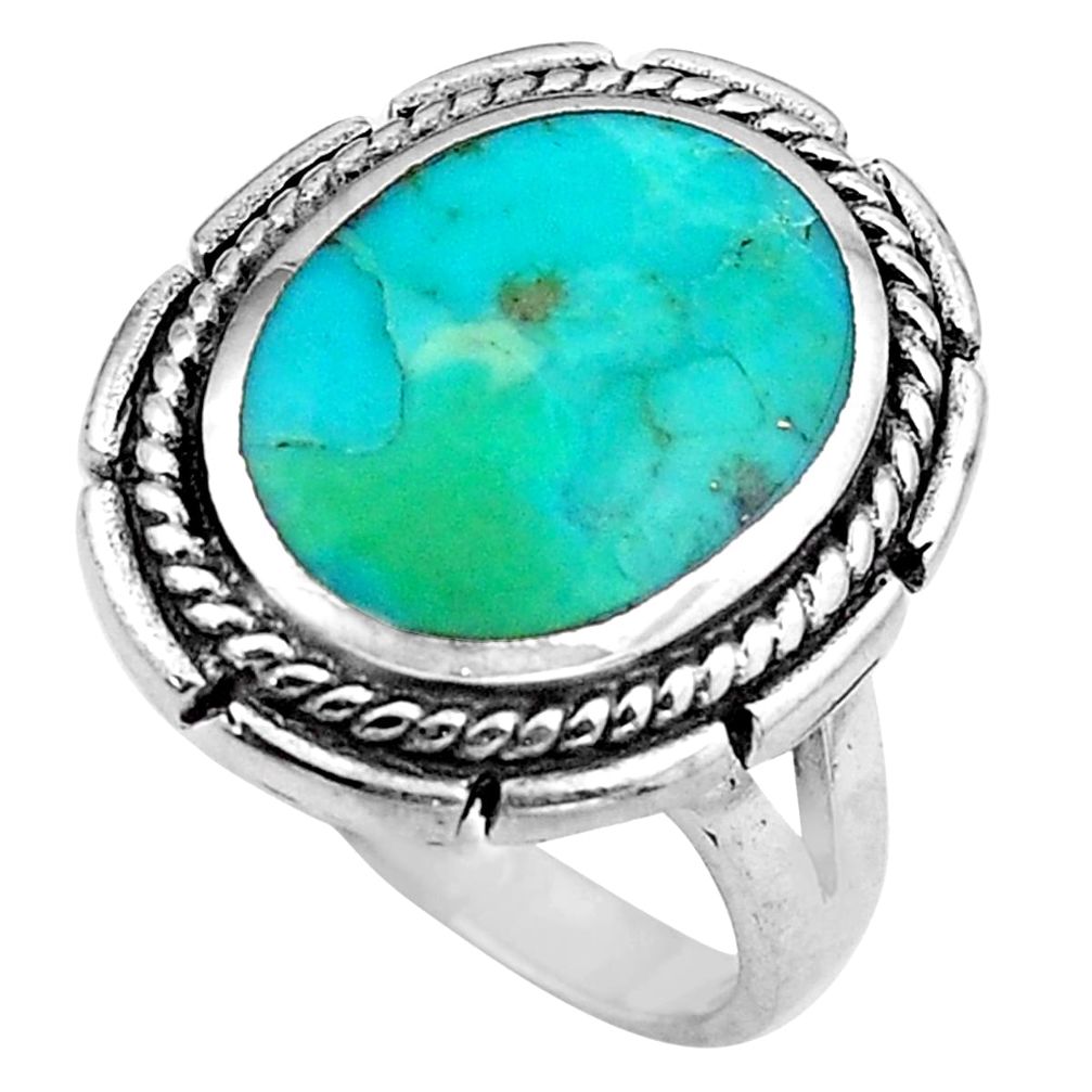 925 sterling silver 6.31cts green arizona mohave turquoise ring size 7.5 c4815