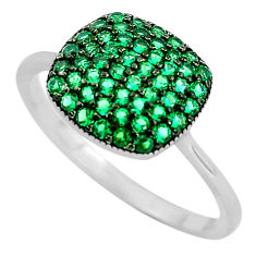 925 sterling silver 2.22cts green emerald (lab) round ring jewelry size 8 c3152