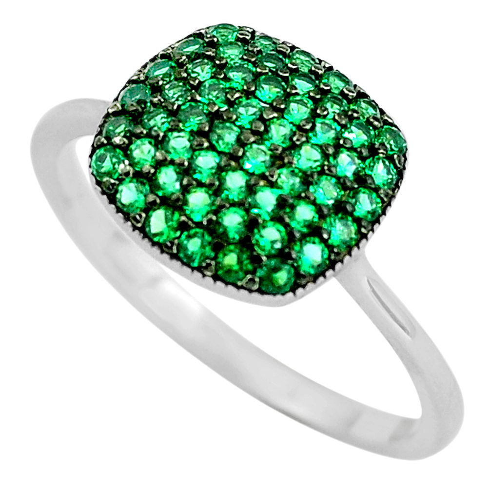 925 sterling silver 2.08cts green emerald (lab) round ring jewelry size 6 c3154