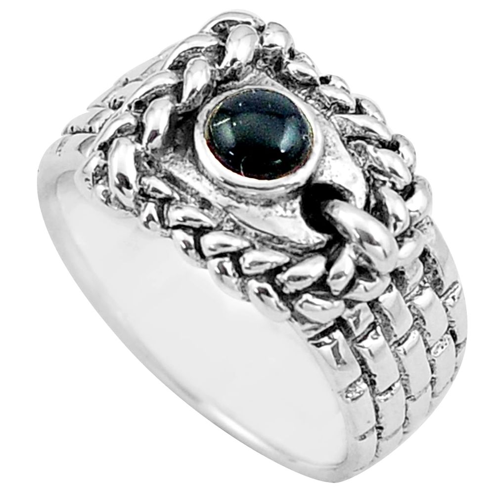 925 sterling silver 0.41cts natural black onyx round ring jewelry size 6 c4167