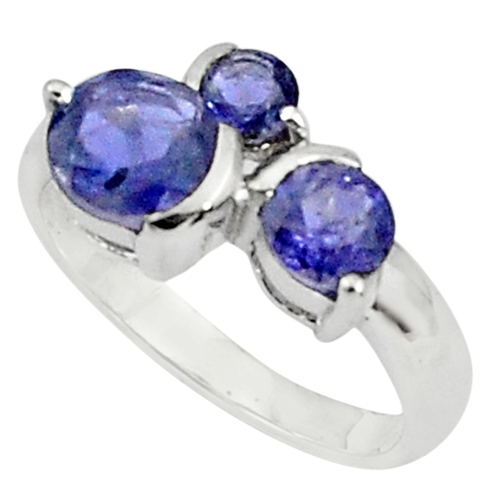 925 sterling silver 3.51cts natural blue iolite ring jewelry size 5.5 p81944