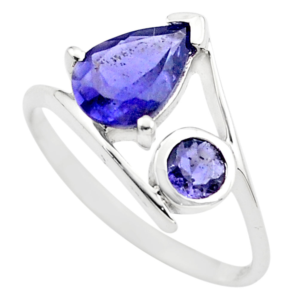 925 sterling silver 2.69cts natural blue iolite ring jewelry size 5.5 p83559