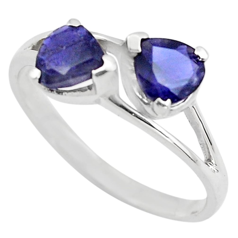 925 sterling silver 2.90cts natural blue iolite ring jewelry size 7.5 p83640