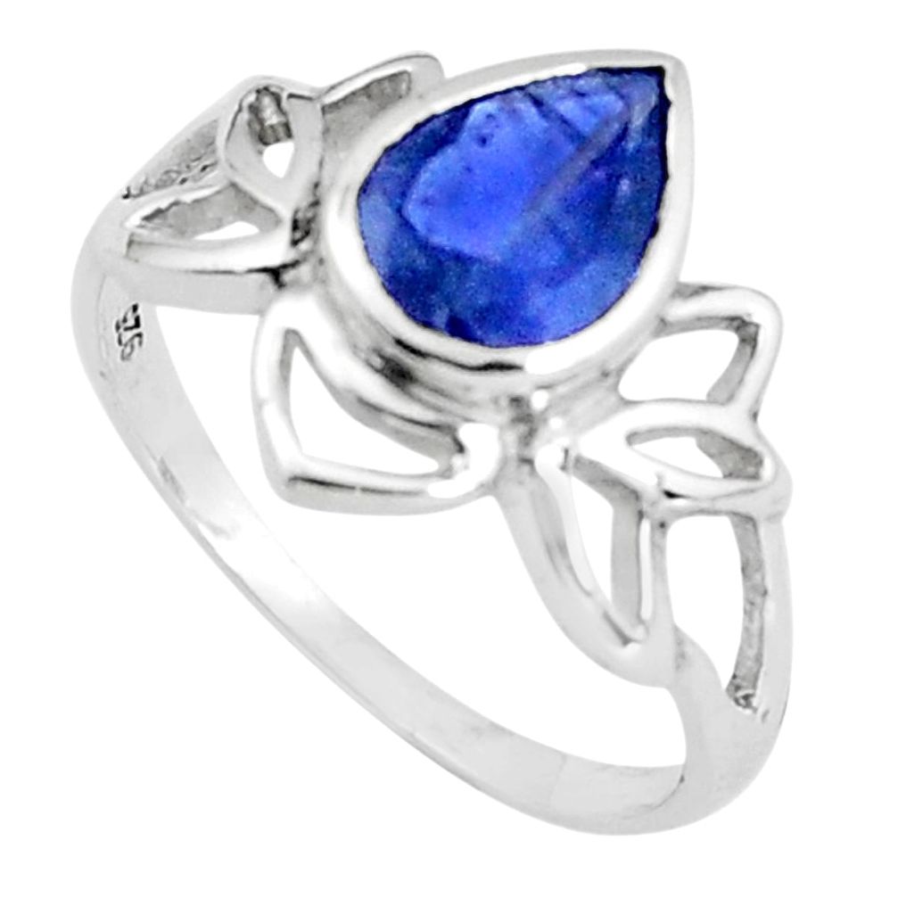 925 sterling silver 3.12cts natural blue iolite solitaire ring size 9 p37393