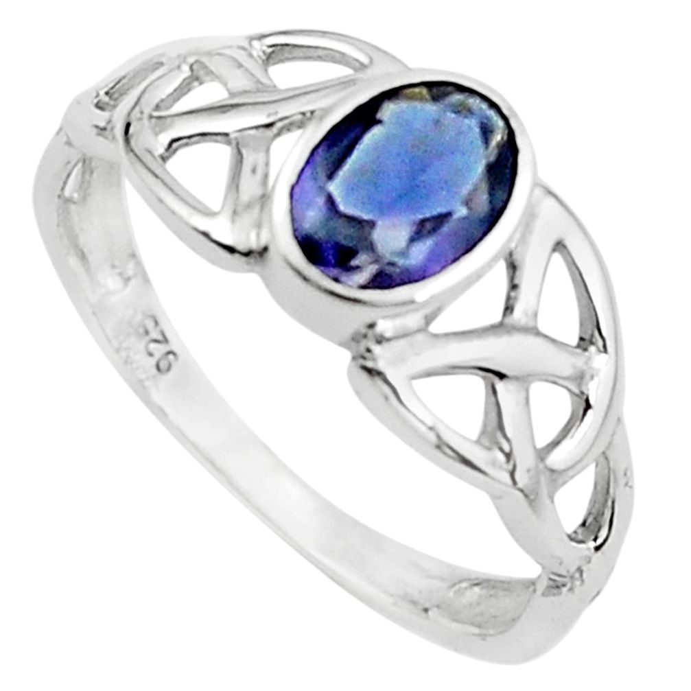 925 sterling silver 1.73cts natural blue iolite solitaire ring size 6.5 p62020
