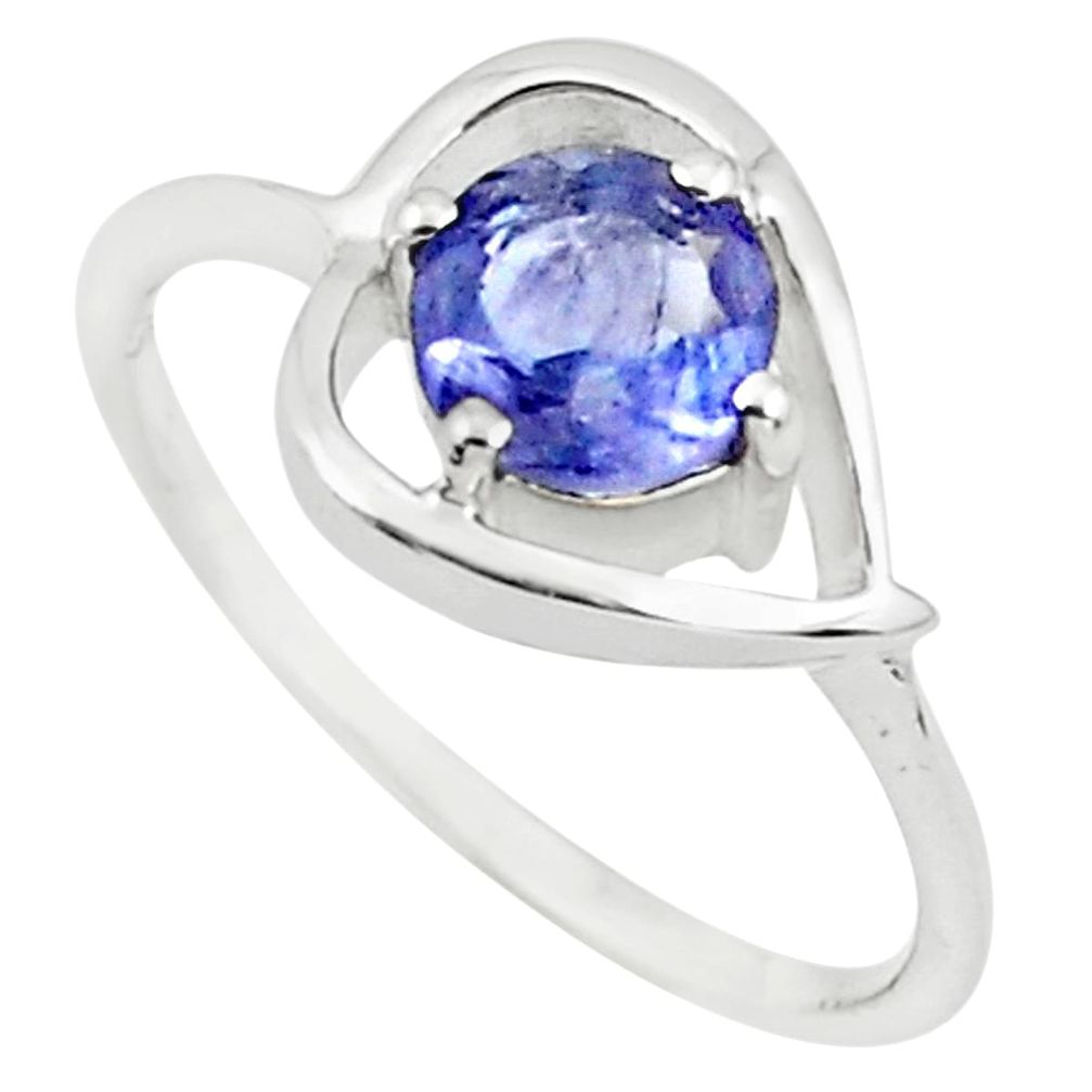 925 sterling silver 1.49cts natural blue iolite solitaire ring size 6.5 p73120