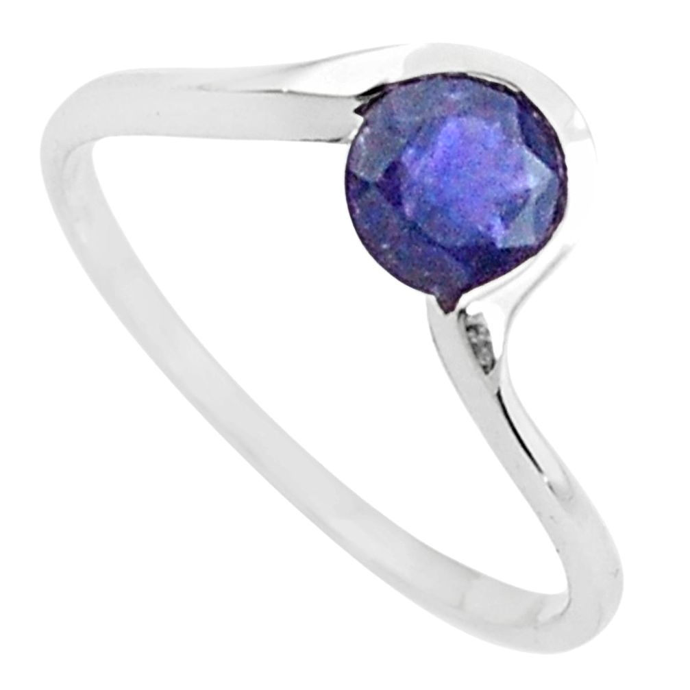 925 sterling silver 1.13cts natural blue iolite solitaire ring size 8.5 p83680