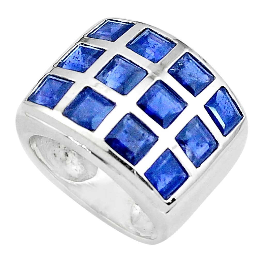925 sterling silver 6.31cts natural blue iolite square ring size 5.5 p37416