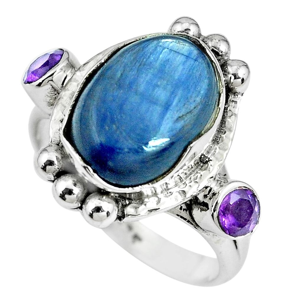 925 sterling silver 7.99cts natural blue kyanite amethyst ring size 9 p69900