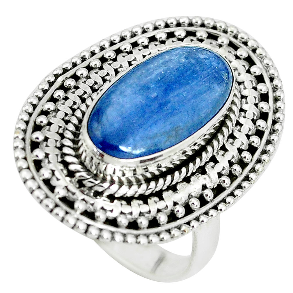 925 sterling silver 7.37cts natural blue kyanite solitaire ring size 8 p32786