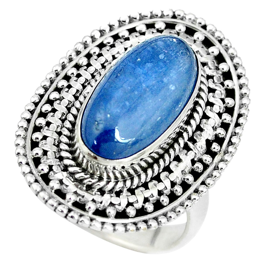 925 sterling silver 6.72cts natural blue kyanite solitaire ring size 7.5 p32800