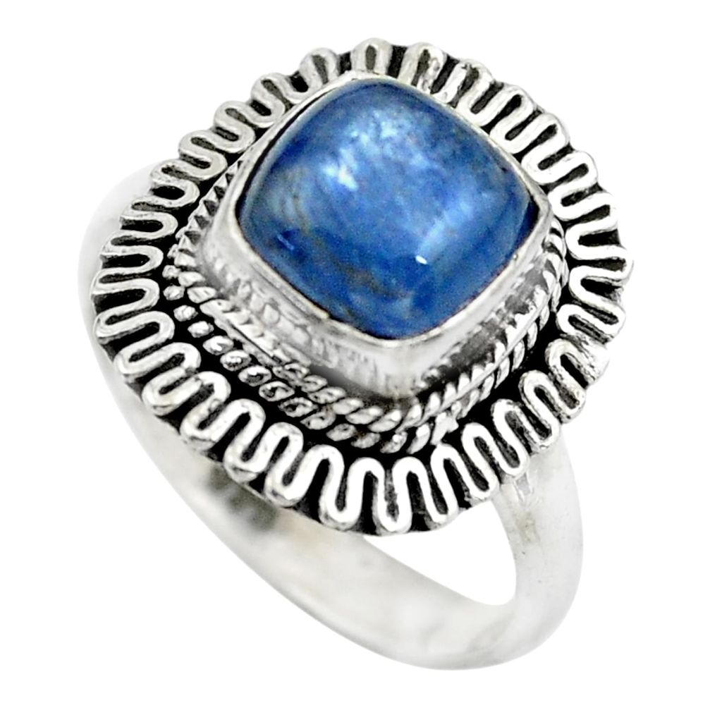 925 sterling silver 3.35cts natural blue kyanite solitaire ring size 6.5 p61539