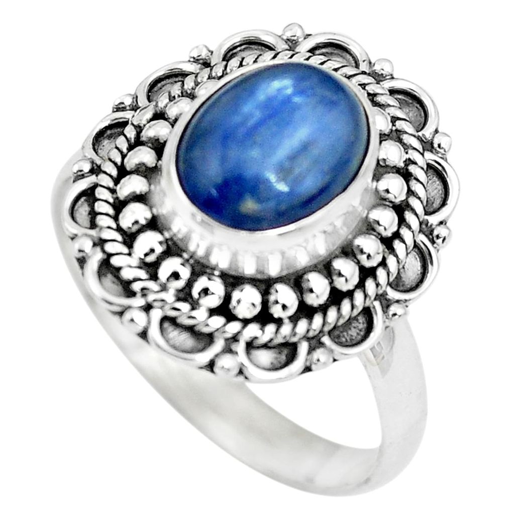925 sterling silver 3.37cts natural blue kyanite solitaire ring size 8 p63104