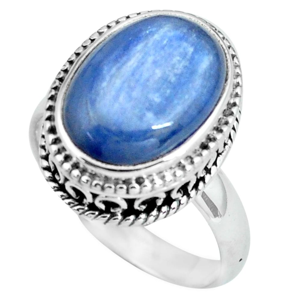 925 sterling silver 6.89cts natural blue kyanite solitaire ring size 7.5 p67511