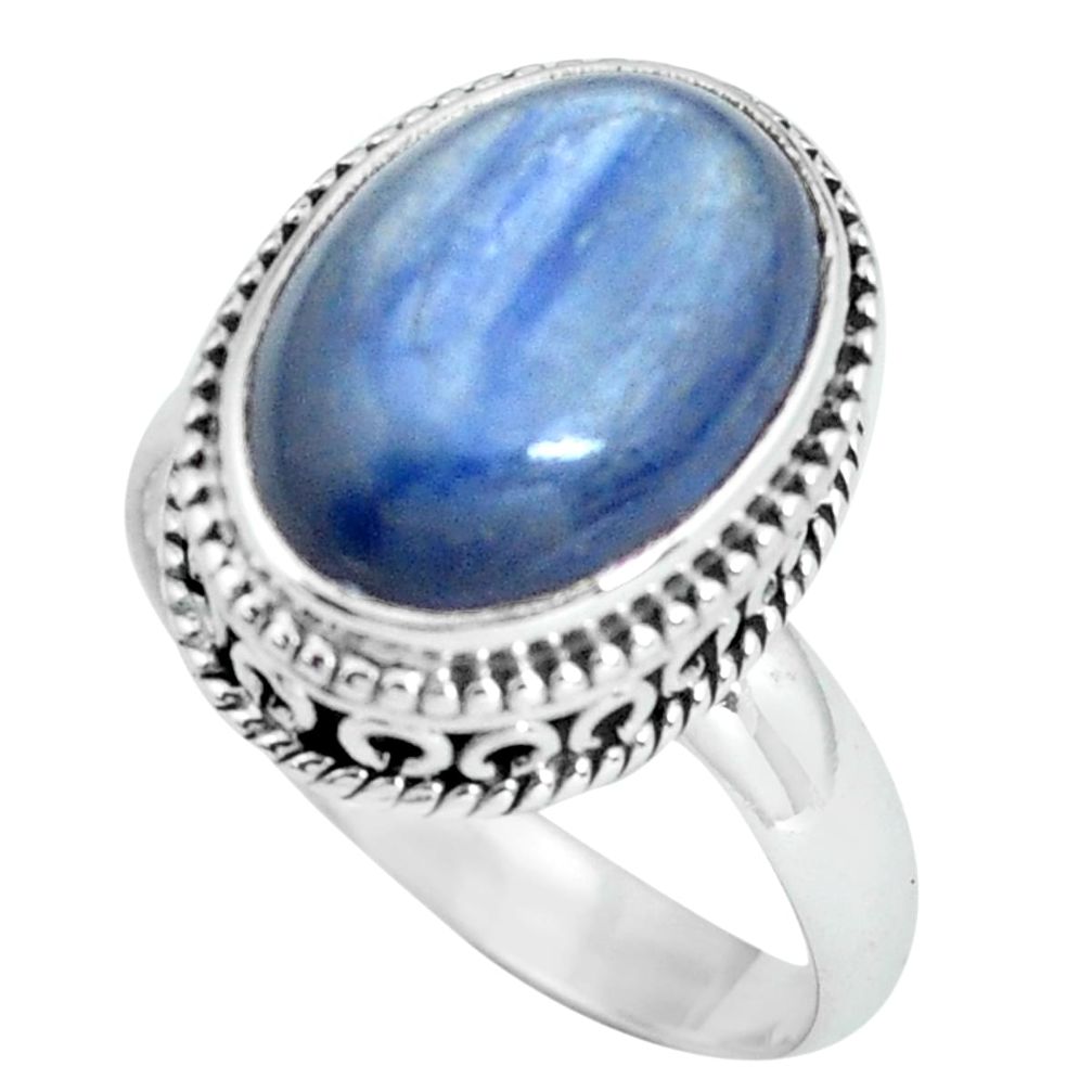 925 sterling silver 6.89cts natural blue kyanite solitaire ring size 8 p67520