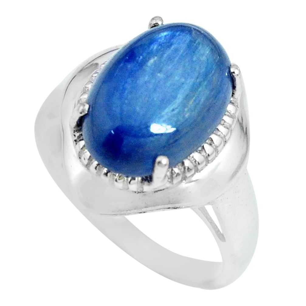 925 sterling silver 6.31cts natural blue kyanite solitaire ring size 8 p69945